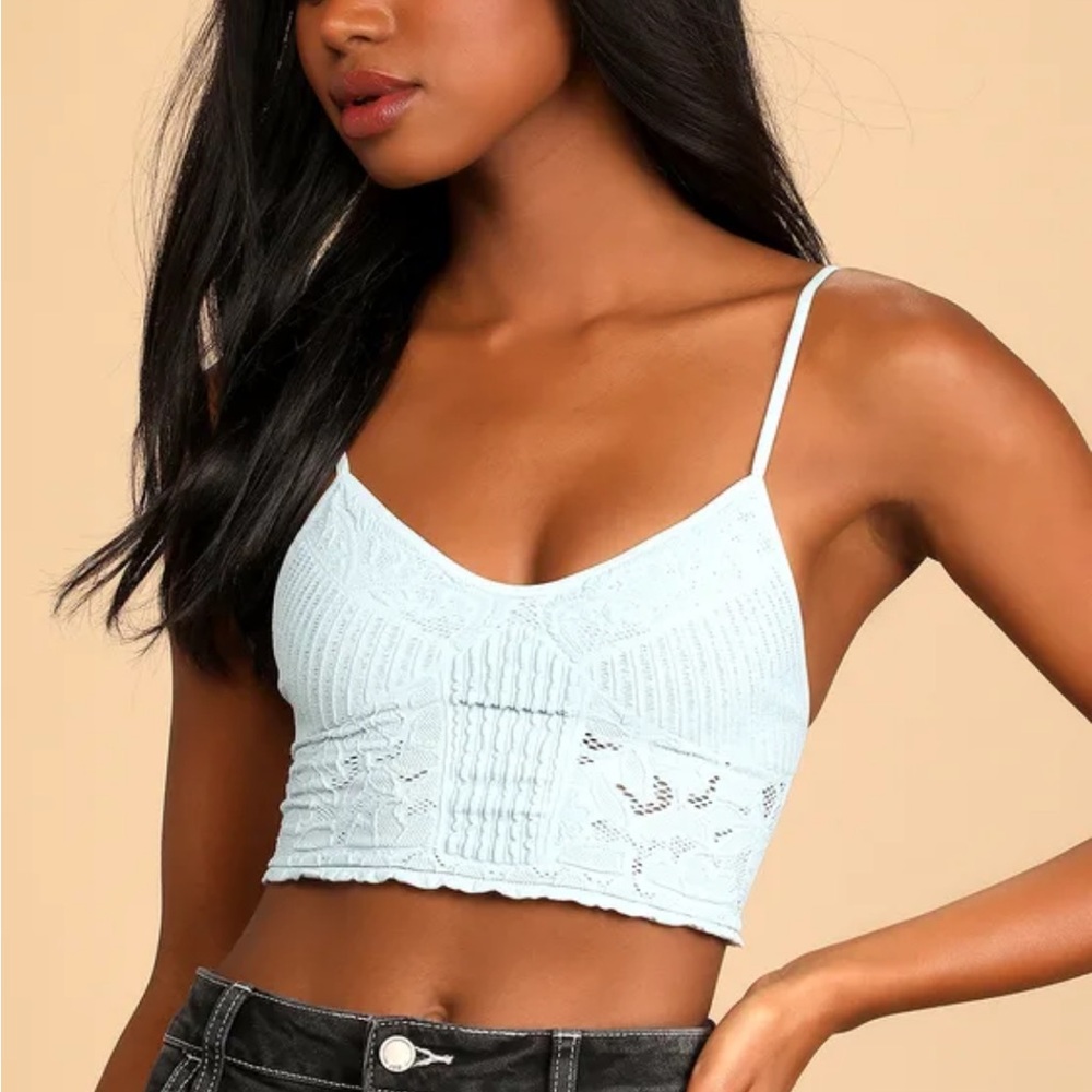 Light Blue Lace Crop Top